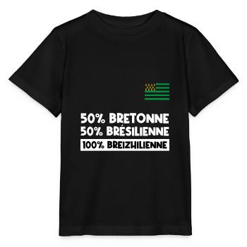 50% Bretonne 50% Brésilienne 100% Breizhilienne - T-shirt bio MINI CREATOR Stanley/Stella Enfant - noir - Devant - Mikhail (115cm)