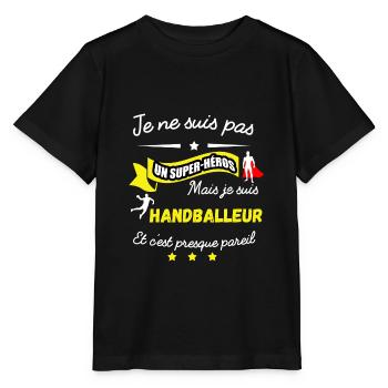 pas superhéros mais HANDBALLEUR - T-shirt bio MINI CREATOR Stanley/Stella Enfant - noir - Devant - Mikhail (115cm)