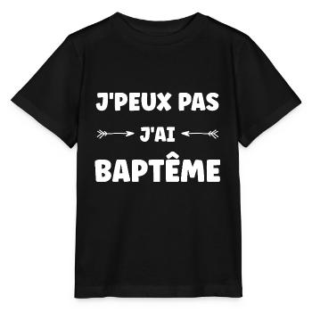 j'peux pas j'ai Baptême - T-shirt bio MINI CREATOR Stanley/Stella Enfant - noir - Devant - Mikhail (115cm)