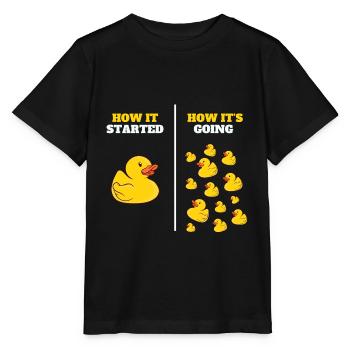 How It Started Bath Duckling Duckie Yellow Rubber - Stanley/Stella MINI CREATOR Kids’ T-Shirt - black - Front - Mikhail (115cm)