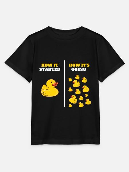 Hvordan det startet Bath Duckie Duckie Yellow Rubber - Stanley/Stella MINI CREATOR T-skjorte for barn - svart