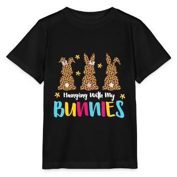 Accrocher avec mes lapins lapins à carreaux - T-shirt bio MINI CREATOR Stanley/Stella Enfant - noir - Devant - Mikhail (115cm)