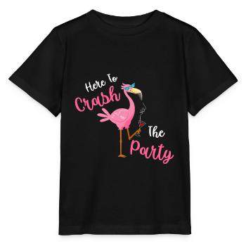 Here To Crash The Party Flamingo - Stanley/Stella Kinder T-Shirt MINI CREATOR  - Schwarz - Vorne - Mikhail (115cm)