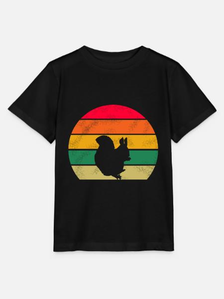 Waldbewohner Wald Tier Retro Eichhörnchen - Stanley/Stella Kinder T-Shirt MINI CREATOR - Schwarz