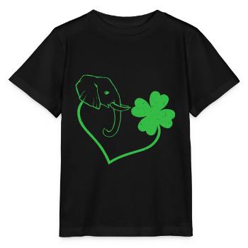 Elephant Cloverleaf Heart Cloverleaf - Stanley/Stella MINI CREATOR Kids’ T-Shirt - black - Front - Mikhail (115cm)