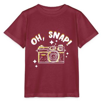 Photography Camera Lens Retro Snap - Stanley/Stella Kinder T-Shirt MINI CREATOR  - Burgunderrot - Vorne - Kain (125cm)