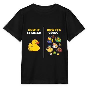How It Started Yellow Bath Duckie Rubber Duck - Stanley/Stella MINI CREATOR Kids’ T-Shirt - black - Front - Mikhail (115cm)