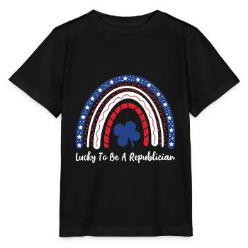 Chanceux d’être un arc-en-ciel républicain  - T-shirt bio MINI CREATOR Stanley/Stella Enfant - noir - Devant - Mikhail (115cm)