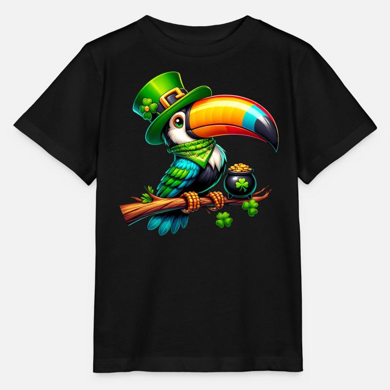 Chemise Toucan oiseau oiseau de paradis de la Saint-Patrick - T-shirt bio MINI CREATOR Stanley/Stella Enfant - noir