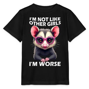 Ich bin nicht wie andere Mädchen Ich bin schlimme - Stanley/Stella Kinder T-Shirt MINI CREATOR  - Schwarz - Vorne - Mikhail (115cm)