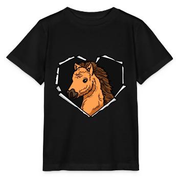 Pony Crack Torn Hole Heart Pony Face - Stanley/Stella MINI CREATOR Kids’ T-Shirt - black - Front - Mikhail (115cm)