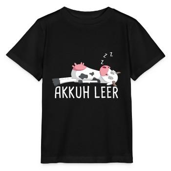 Wortspiel Kuh Akku Leer Kaffee Akkuh Aufladen - Stanley/Stella Kinder T-Shirt MINI CREATOR  - Schwarz - Vorne - Mikhail (115cm)