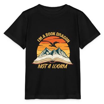 Ver de bibliothèque Drôle de sort pour un fantasy - T-shirt bio MINI CREATOR Stanley/Stella Enfant - noir - Devant - Mikhail (115cm)