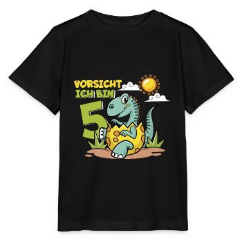 Dinosaurier 5 Geburtstag Deko ich bin 5 Dino Junge - Stanley/Stella Kinder T-Shirt MINI CREATOR  - Schwarz - Vorne - Mikhail (115cm)