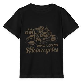 Frauen Motorrad Biker Girl Motorradfahrerin - Stanley/Stella Kinder T-Shirt MINI CREATOR  - Schwarz - Vorne - Mikhail (115cm)