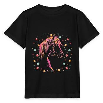 Grande chemise de cheval filles astérisque enfants Cheval - T-shirt bio MINI CREATOR Stanley/Stella Enfant - noir - Devant - Mikhail (115cm)