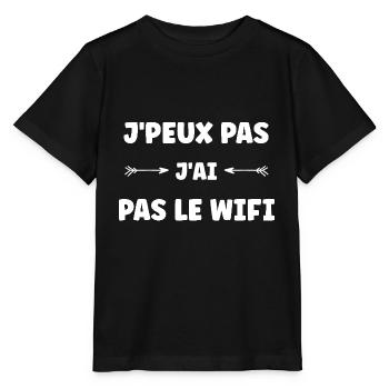 j'peux pas j'ai pas le wifi - T-shirt bio MINI CREATOR Stanley/Stella Enfant - noir - Devant - Mikhail (115cm)