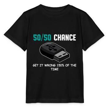 USB 50/50 Humorous Person Gift - Stanley/Stella MINI CREATOR Kids’ T-Shirt - black - Front - Mikhail (115cm)