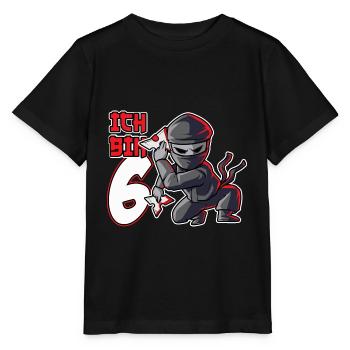 Kinder Ninja Sechster Geburtstag roter Ninja 6 - Stanley/Stella Kinder T-Shirt MINI CREATOR  - Schwarz - Vorne - Mikhail (115cm)