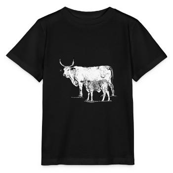 Cow with calf - Stanley/Stella MINI CREATOR Kids’ T-Shirt - black - Front - Mikhail (115cm)