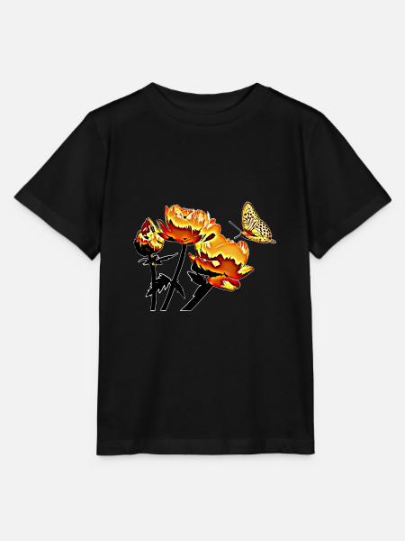Schmetterling und Blumen - Stanley/Stella Kinder T-Shirt MINI CREATOR  - Schwarz