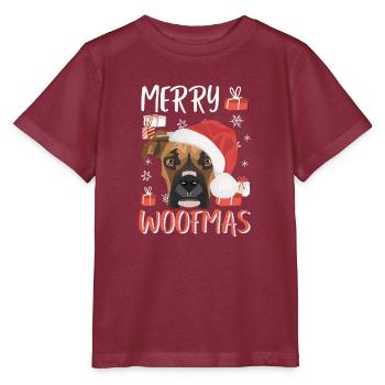 Boxer Frohe Weihnachten - Stanley/Stella Kinder T-Shirt MINI CREATOR  - Burgunderrot - Vorne - Kain (125cm)
