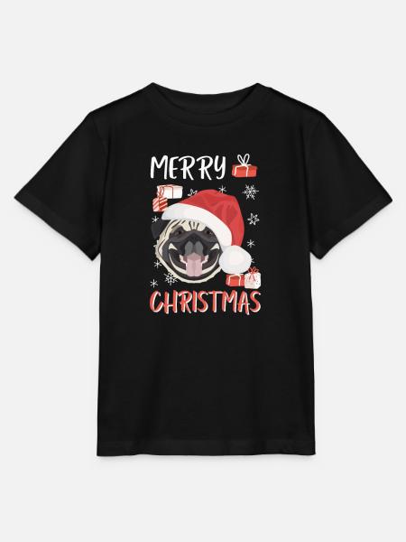 Mops Frohe Weihnachten - Stanley/Stella Kinder T-Shirt MINI CREATOR - Schwarz