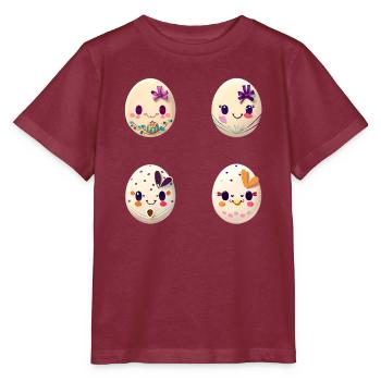 Colorful eggs painted for Easter - Stanley/Stella MINI CREATOR Kids’ T-Shirt - burgundy - Front - Kain (125cm)