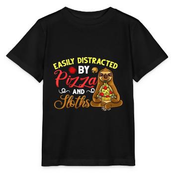 Faultier Pizza Lieferung Pizzeria Italienisch - Stanley/Stella Kinder T-Shirt MINI CREATOR  - Schwarz - Vorne - Mikhail (115cm)