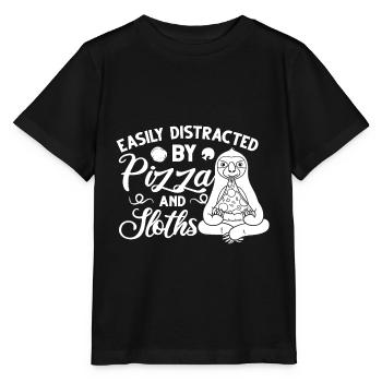 Faultier Pizza Lieferung Pizzeria Italienisch - Stanley/Stella Kinder T-Shirt MINI CREATOR  - Schwarz - Vorne - Mikhail (115cm)