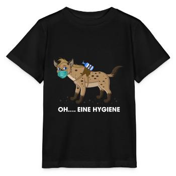 Hyäne Hygiene Mundschutz Maske Hygiäne Wortwitz - Stanley/Stella Kinder T-Shirt MINI CREATOR  - Schwarz - Vorne - Mikhail (115cm)