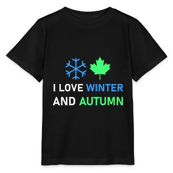 I love winter and autumn - Stanley/Stella MINI CREATOR Kids’ T-Shirt - black - Front - Mikhail (115cm)