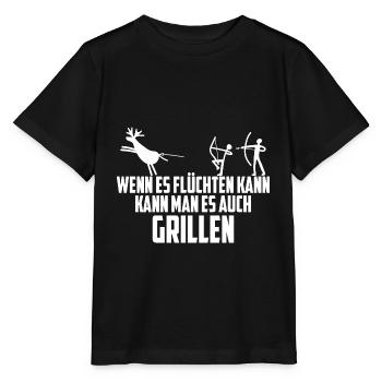 wenn es flüchten kann grillen BBQ Fleisch Jagen - Stanley/Stella Kinder T-Shirt MINI CREATOR  - Schwarz - Vorne - Mikhail (115cm)
