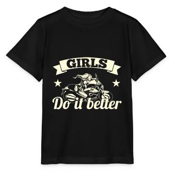 Women Motorcycle Biker Girl Motorcyclist - Stanley/Stella MINI CREATOR Kids’ T-Shirt - black - Front - Mikhail (115cm)