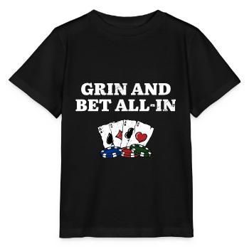 Grin et Bet All In Poker Stratégie Poker Player - T-shirt bio MINI CREATOR Stanley/Stella Enfant - noir - Devant - Mikhail (115cm)