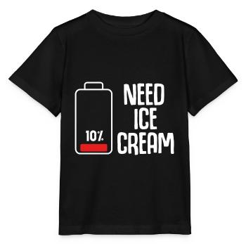Lustiger Eisdielen Humor bei leerer Batterie - Stanley/Stella Kinder T-Shirt MINI CREATOR  - Schwarz - Vorne - Mikhail (115cm)