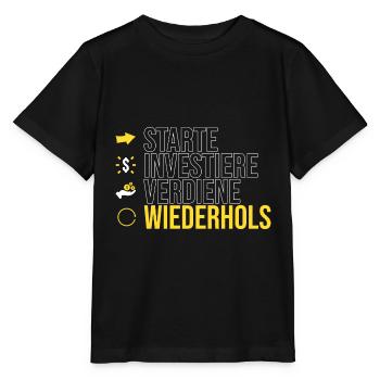 starte - investiere - verdiene - Stanley/Stella Kinder T-Shirt MINI CREATOR  - Schwarz - Vorne - Mikhail (115cm)