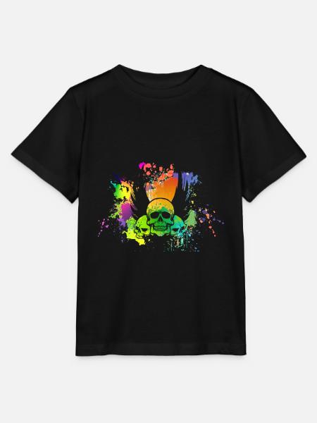 Totenkopf mit Farbfleck - Stanley/Stella Kinder T-Shirt MINI CREATOR - Schwarz