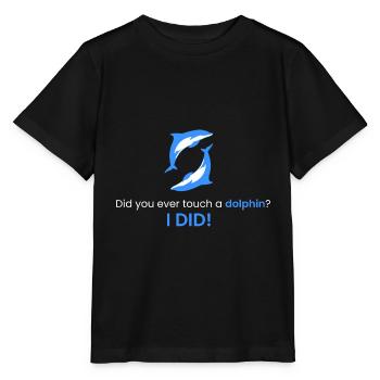 Touching a dolphin! - Stanley/Stella MINI CREATOR Kids’ T-Shirt - black - Front - Mikhail (115cm)