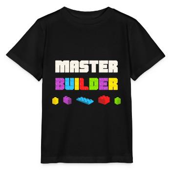 Kinder Cool Master Builder Baustein Papa Mom - Stanley/Stella Kinder T-Shirt MINI CREATOR  - Schwarz - Vorne - Mikhail (115cm)