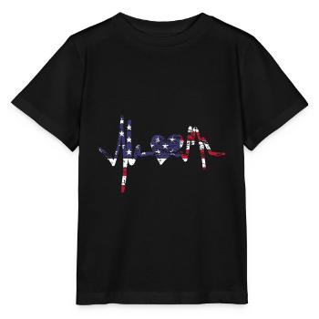 Amerika mit Herzschlag - Stanley/Stella Kinder T-Shirt MINI CREATOR  - Schwarz - Vorne - Mikhail (115cm)