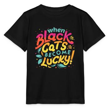 Halloween, When Black Cats Become Lucky! - Stanley/Stella MINI CREATOR Kids’ T-Shirt - black - Front - Mikhail (115cm)