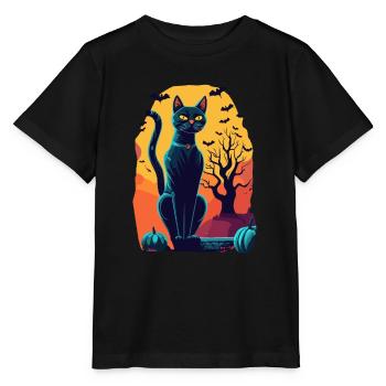 Chat long et mince en costume d’Halloween effrayant - T-shirt bio MINI CREATOR Stanley/Stella Enfant - noir - Devant - Mikhail (115cm)