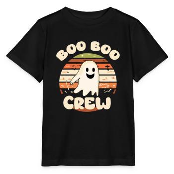 Halloween, Boo Boo Crew, smiling ghost - Stanley/Stella MINI CREATOR Kids’ T-Shirt - black - Front - Mikhail (115cm)