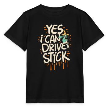 Halloween, Ja, ich kann einen Stock fahren - Stanley/Stella Kinder T-Shirt MINI CREATOR  - Schwarz - Vorne - Mikhail (115cm)