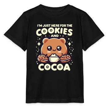Je suis juste ici pour les cookies et le cacao - T-shirt bio MINI CREATOR Stanley/Stella Enfant - noir - Devant - Mikhail (115cm)