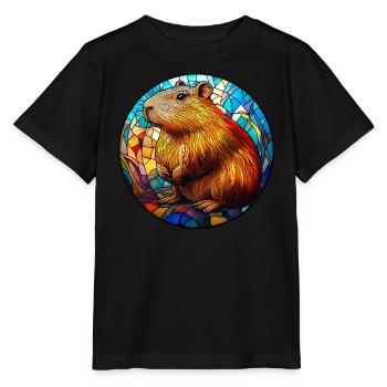Mosaique Vitrail Capybara - T-shirt bio MINI CREATOR Stanley/Stella Enfant - noir - Devant - Mikhail (115cm)