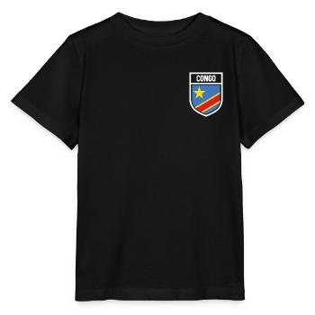 Kongo - Nationalfahne im Wappen - Stanley/Stella Kinder T-Shirt MINI CREATOR  - Schwarz - Vorne - Mikhail (115cm)