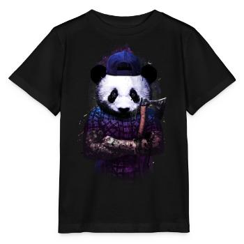 woods panda - T-shirt bio MINI CREATOR Stanley/Stella Enfant - noir - Devant - Mikhail (115cm)
