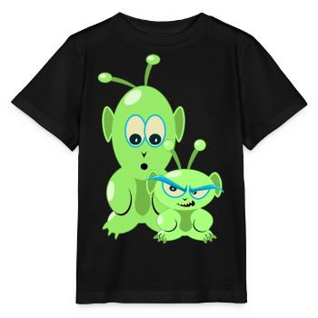 Deux petits aliens drôles - des martiens cool - T-shirt bio MINI CREATOR Stanley/Stella Enfant - noir - Devant - Mikhail (115cm)